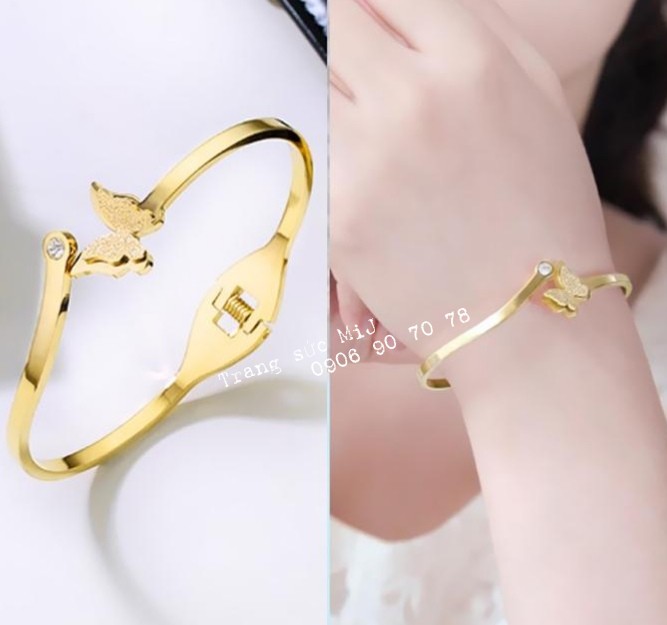 VÒNG TAY TITAN BƯỚM PHUN CÁT MẠ VÀNG