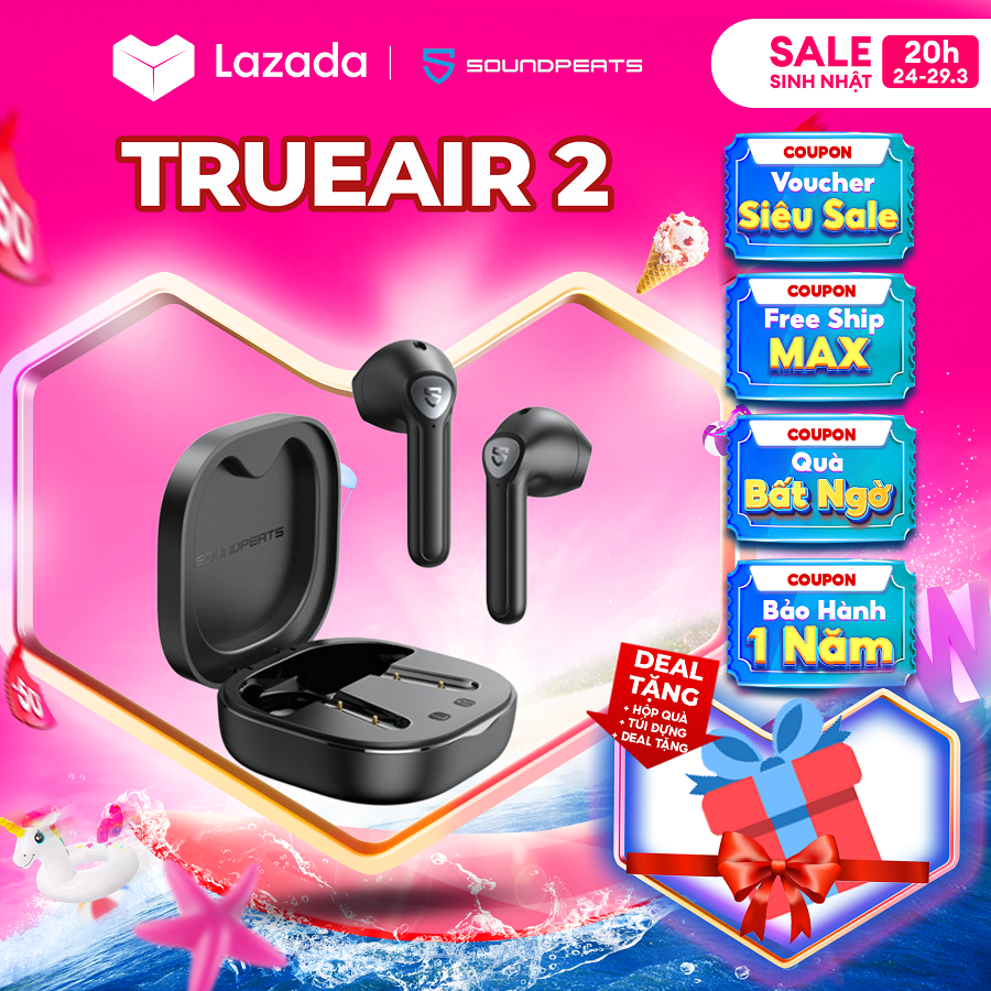 Tai nghe True Wireless Bluetooth SoundPeats TrueAir 2  aptX QCC3040 Bluetooth V5.2 (New Version)