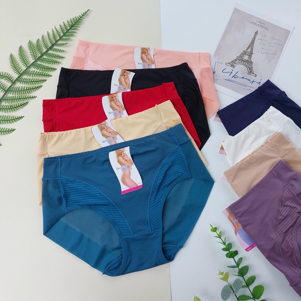 Combo 5 Quần lót nữ lưng cao tàng hình Beautiful Spring 5424 – Co giãn 4 chiều, không viền