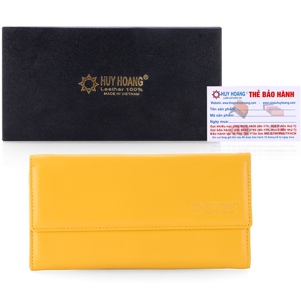Ví nữ da bò 3 gấp lửng màu vàng hk3165