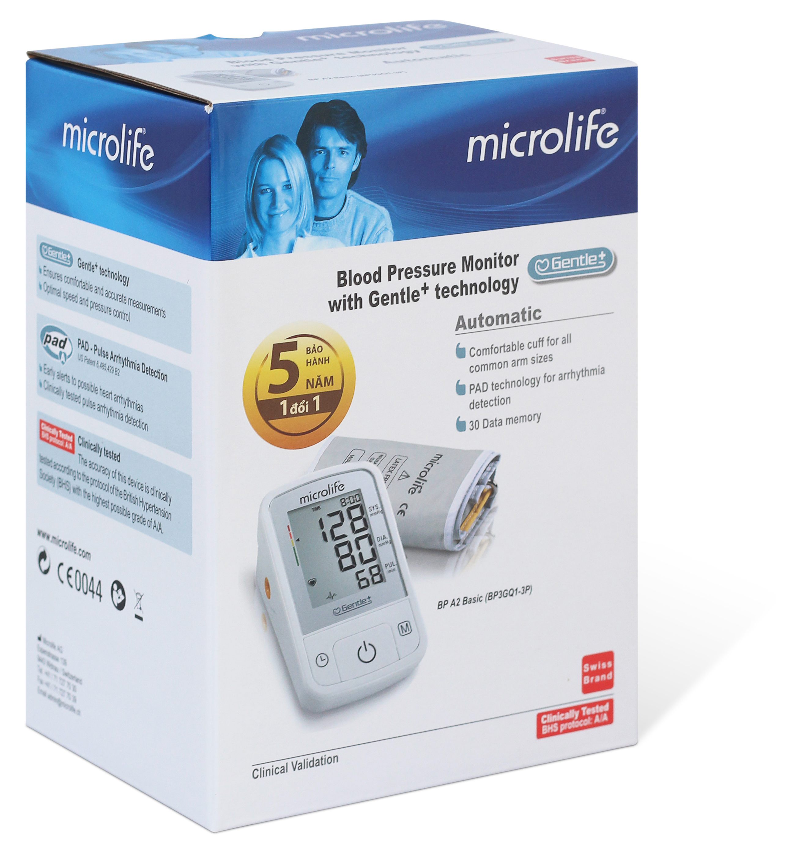 Máy Đo Huyết Áp Microlife A2 Basic, Đo Huyết Áp Nhịp Tim, Dễ Dùng, Bảo Hành 5 Năm