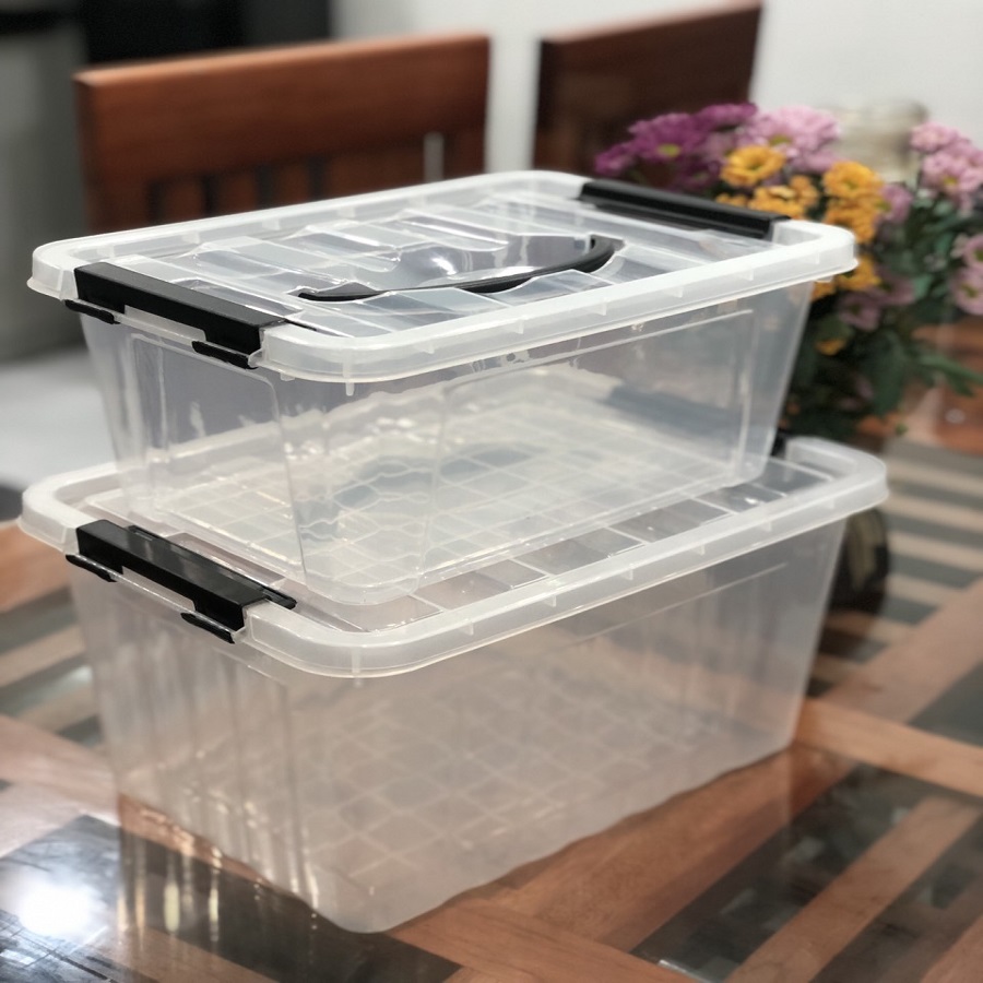 Thùng nhựa 9000ml và thùng 5000ml trong suốt đựng đồ đa năng có quai xách