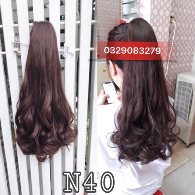 Tóc Giả Ngoặm Xoăn Đuôi Mã N40- Tơ Cao Cấp
