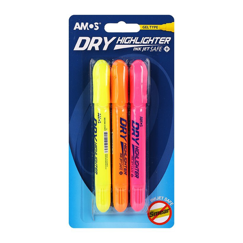 Vỉ Bút Nhớ Dòng AMOS Dry Highlighter