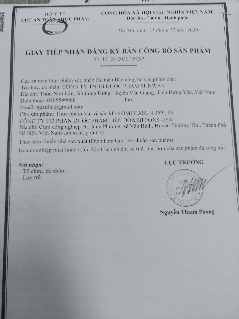 OMEGA SUN 369 - hộp 60 viên