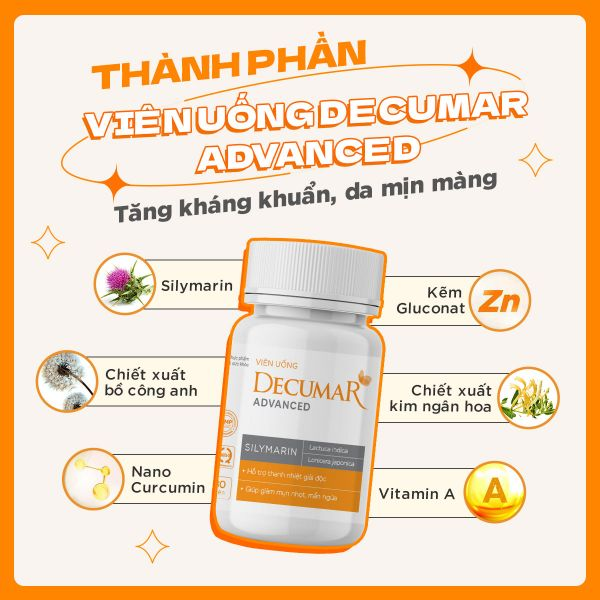 Viên uống Decumar Advanced (ngừa mụn, sáng da) (Lọ 30 viên)