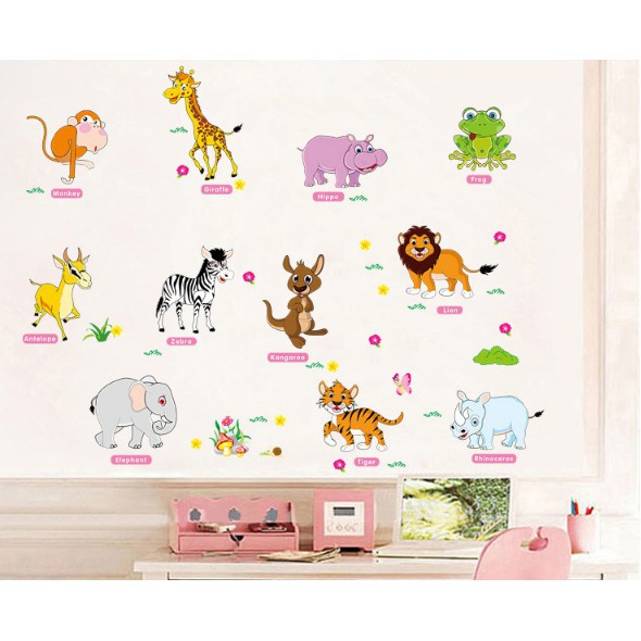 Decal dán tường vườn thú vui nhộn