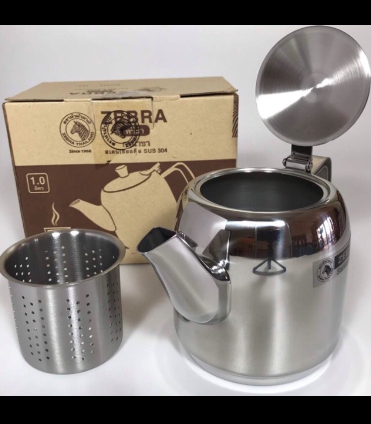 Bình trà có lọc - nhãn hàng Zebra Thái Lan - Inox Cao cấp SUS 304 - dung tích 1L