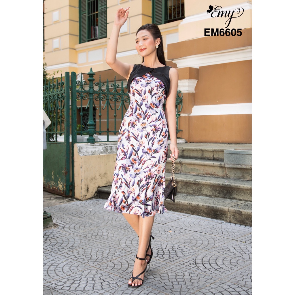 Đầm EMY EM6605 Body Đuôi Cá Ngực Phối