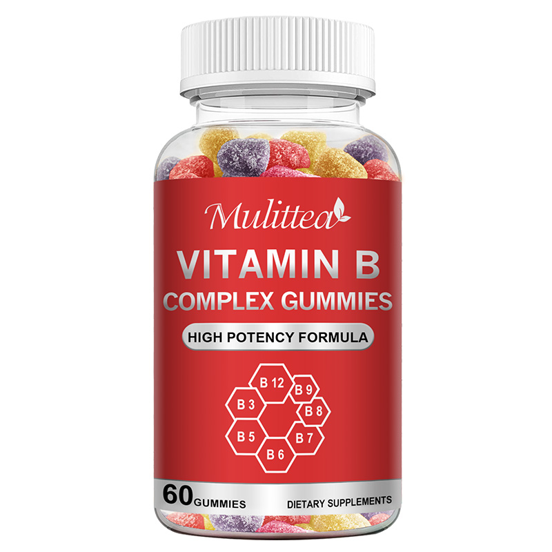Mulittea Vitamin B Complex Vegan Gum với Vitamin B12, Biotin, B6, Niacin, B5, B6, B8, B9 cho căng thẳng, năng lượng và hệ thống miễn dịch khỏe mạnh