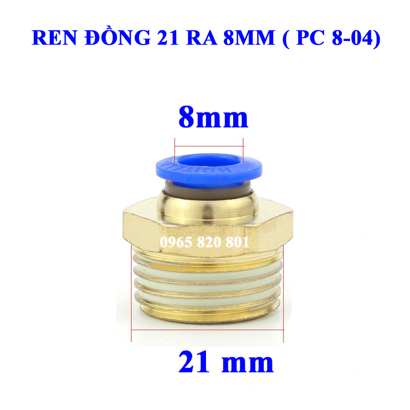 Ốc ren ngoài 21 ra ống 6,8,10,12mm