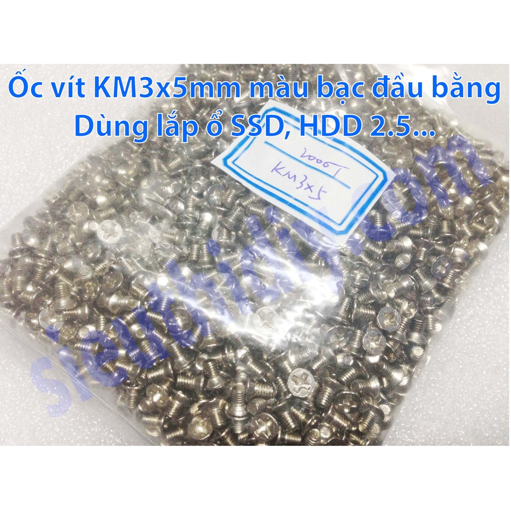 Ốc vít KM3*3-12mm đầu bằng ổ SSD, HDD 2.5