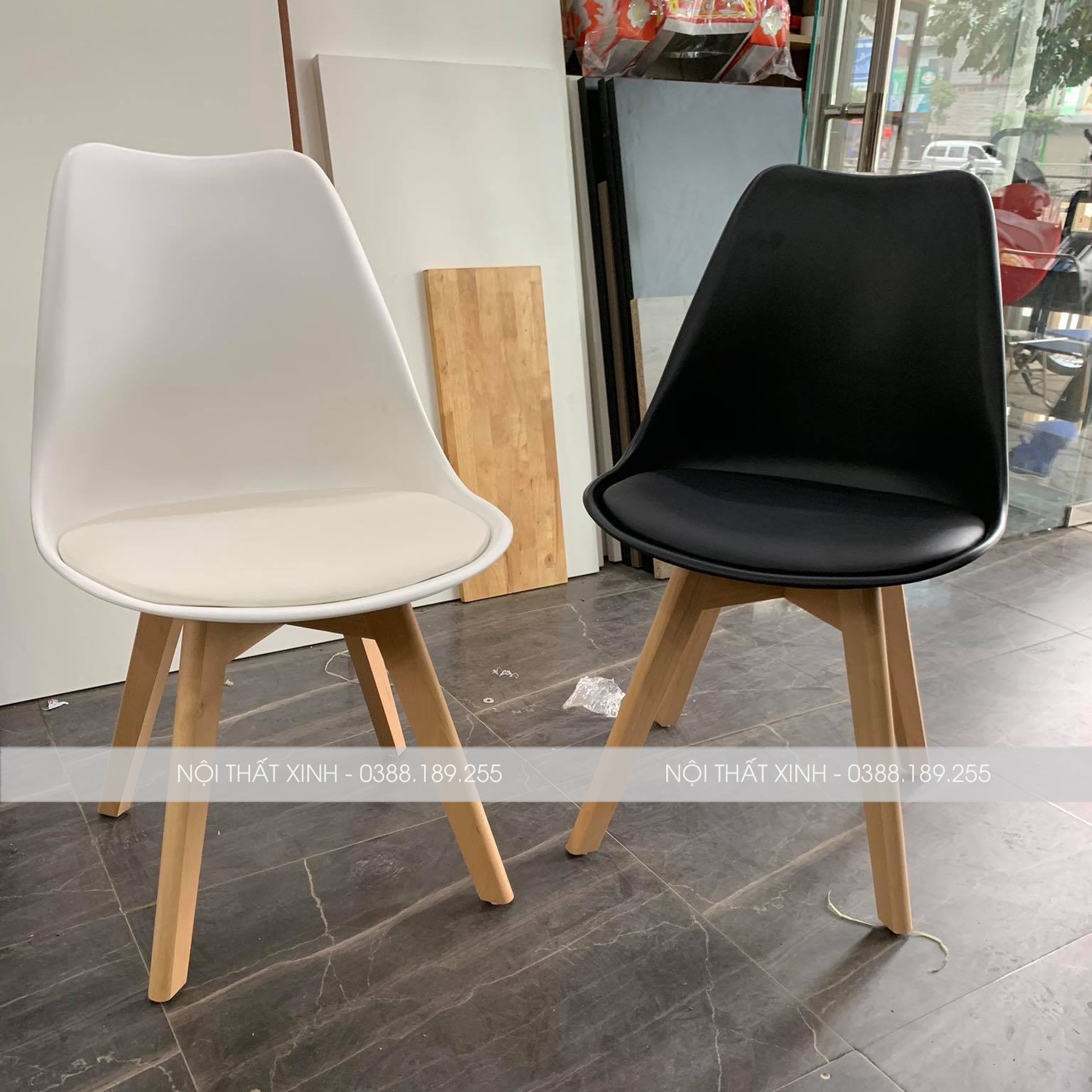 [GHẾ CAFE - GHẾ ĂN] Ghế Eames đệm da