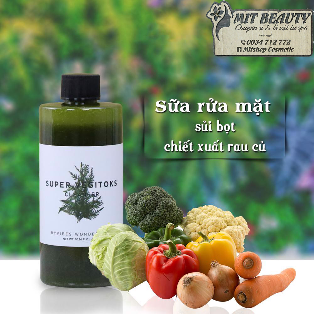 [HCM][HÀNG CÓ TEM] Sữa rửa mặt rau củ tạo bọt thải độc Super Vegitoks Cleanser 300ml vegitok