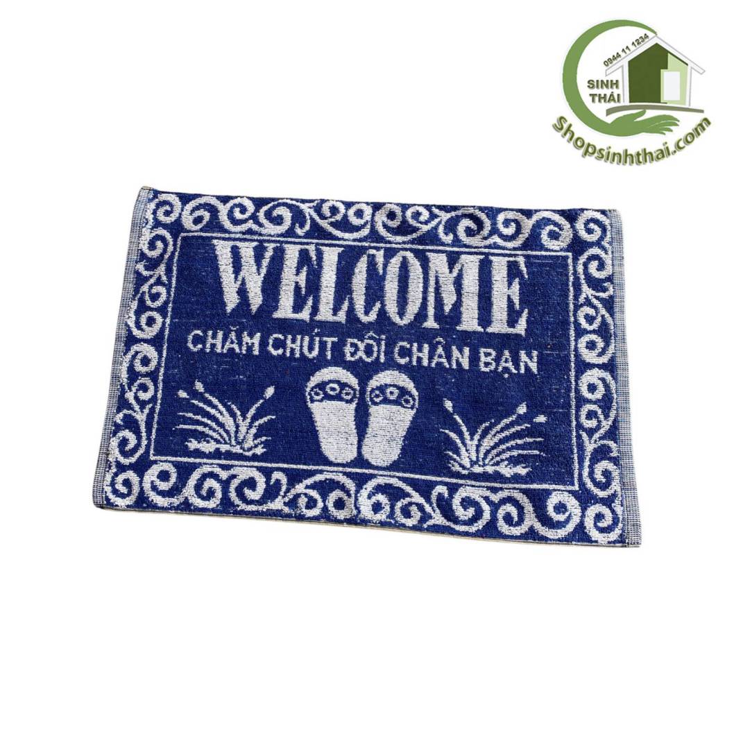 Thảm khăn lau chùi chân vải dày mềm xù bông sợi siêu thấm, dùng làm khăn lau nước dưới sàn nhà 40x 60cm - màu xanh dương