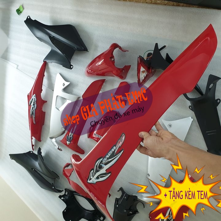 Dàn áo [ TẶNG TEM 3 LỚP ] màu ĐỎ CỜ xe Wave RS - Wave alpha - Wave S100 đời 2006-2016, siêu đồ phụ tùng xe máy, phụ tùng xe máy giá rẻ