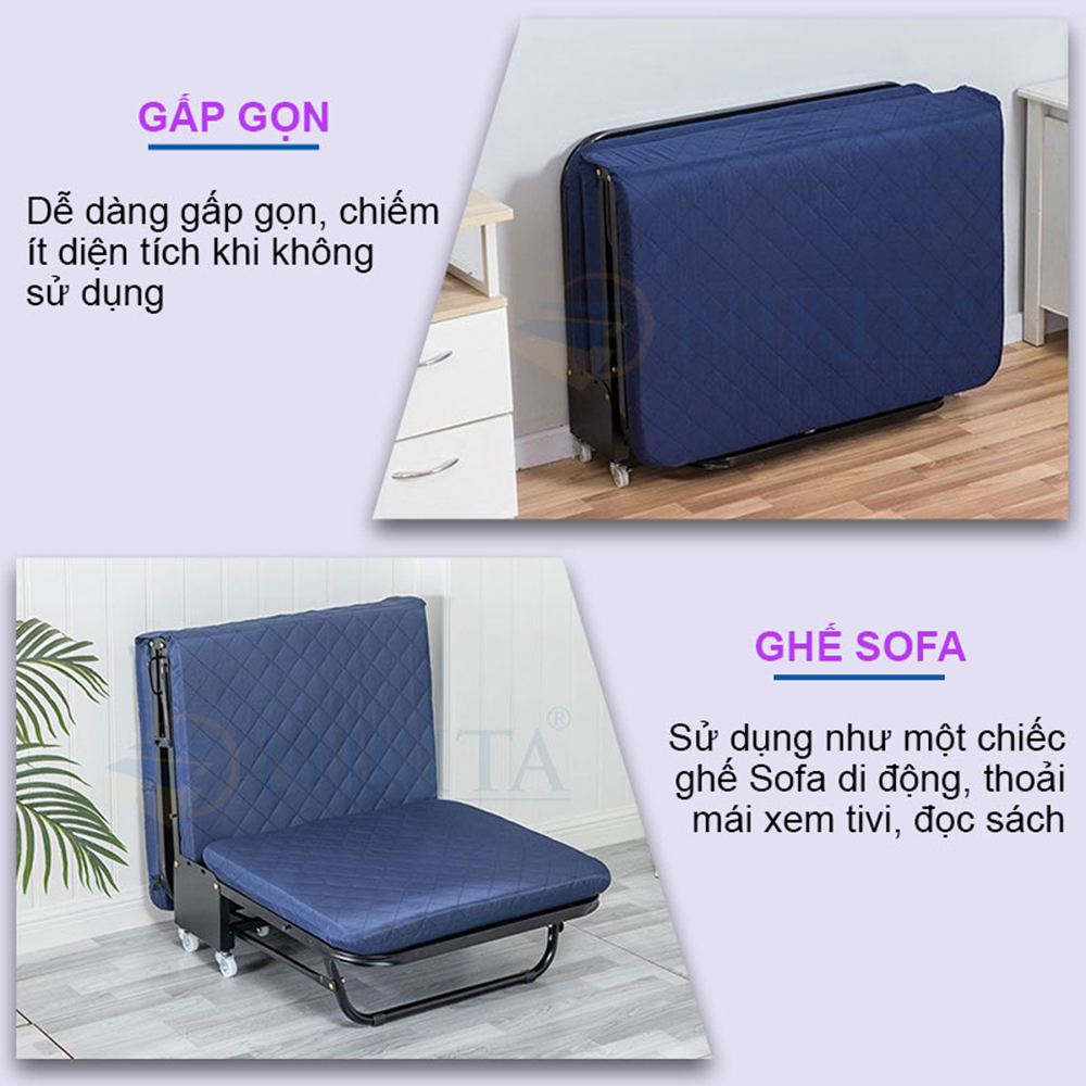 Giường gấp gọn ba khúc NIKITA GB65 - Hàng Chính Hãng