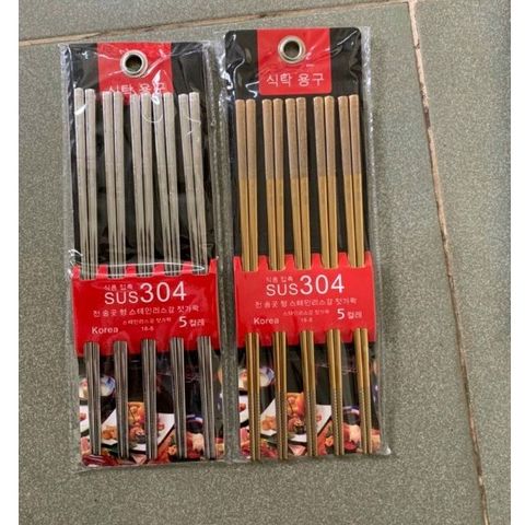 5 Đôi Đũa Inox 304 Cao Cấp Hàn Quốc