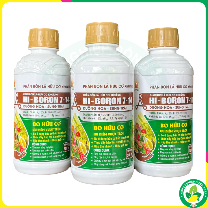 Phân Bón Lá HI-BORON 7-14 BO HỮU CƠ (chai 500ml)