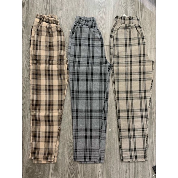 Quần Baggy Kẻ Caro Basic Thời Trang Dành Cho Nữ