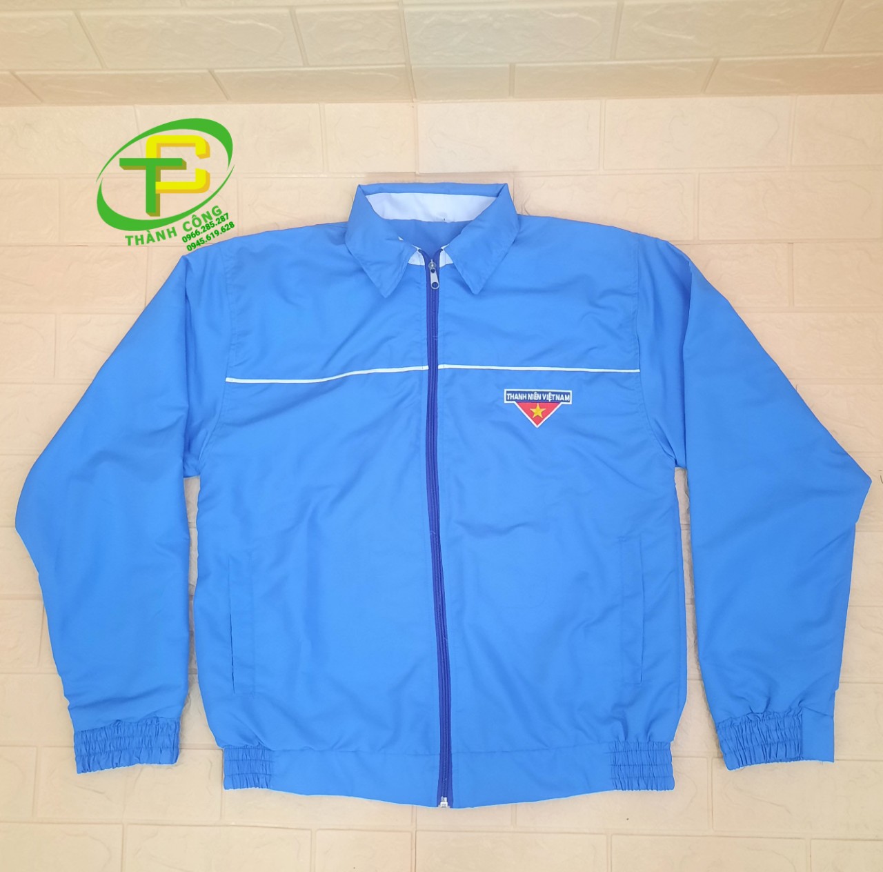 Áo khoác đoàn ( mẫu mới, Logo thêu), Áo gió đoàn thanh niên