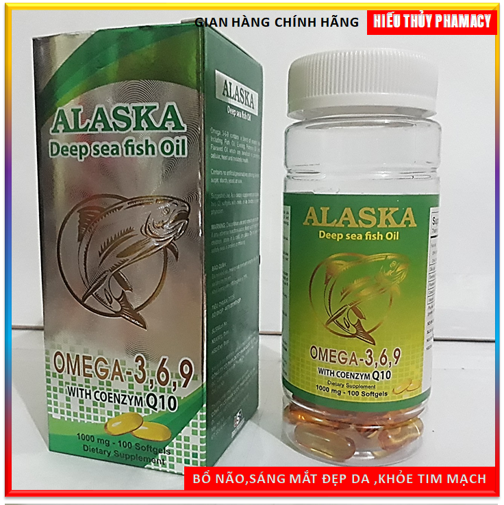 VIÊN UỐNG DẦU CÁ Hồi OMEGA-369 - ALASKA OMEGA369 COENZYM Q10 - GIÚP SÁNG MẮT - ĐẸP DA - TỐT CHO NÃO - LỌ 100 VIÊN