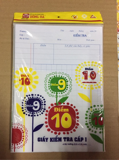 Giấy kiểm tra cấp 1 4 ly Hồng Hà