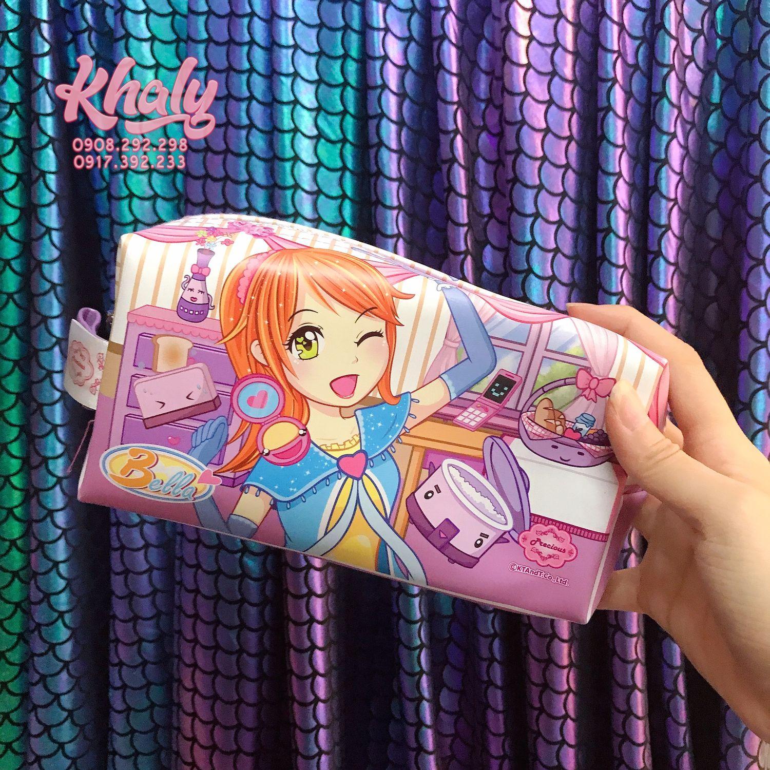 Hộp bút, bóp viết 1 ngăn hình cô gái Stella tóc cam, màu tím dành cho học sinh bé gái (Thái Lan) - 166PP093-TIM (18.5x6x10cm)