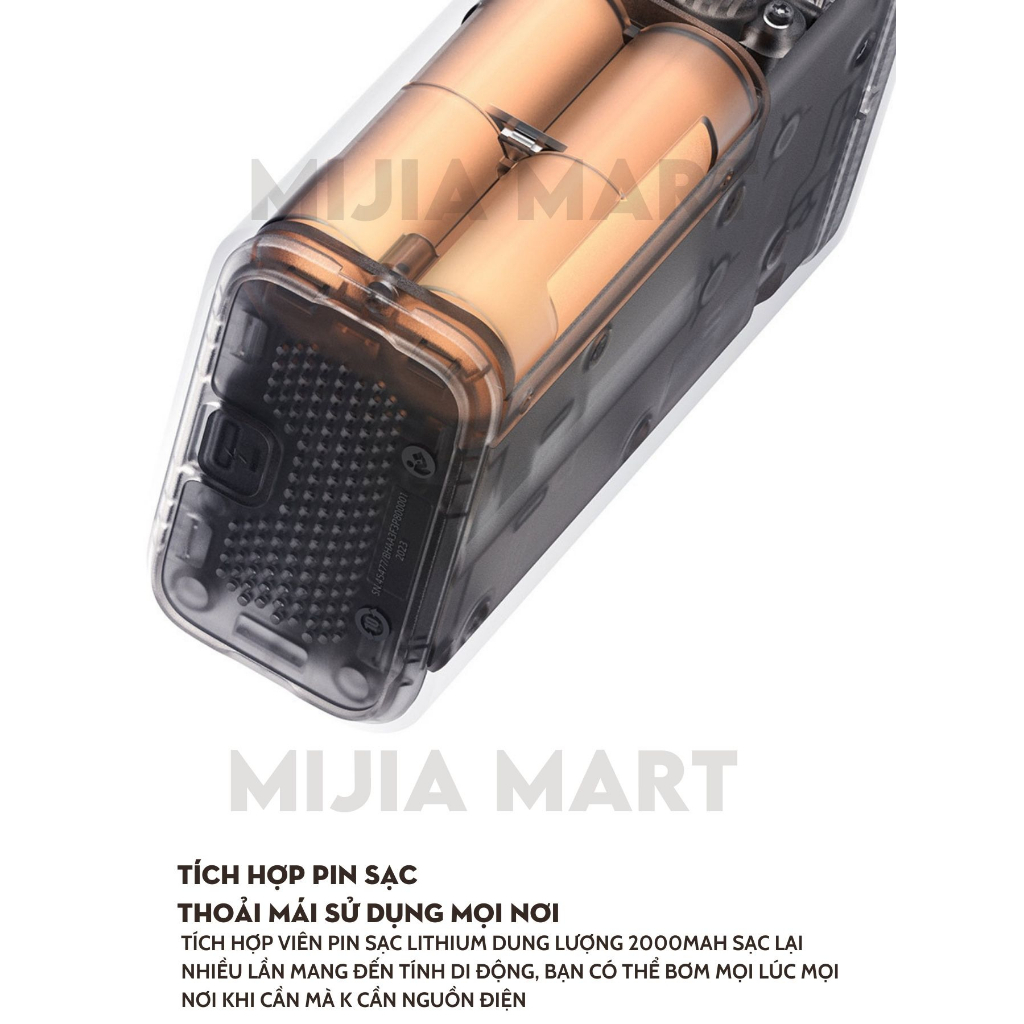 Bơm điện Xiaomi gen 2. Bơm lốp ô tô không dây MIJIA MJCQB06QW - MixASale