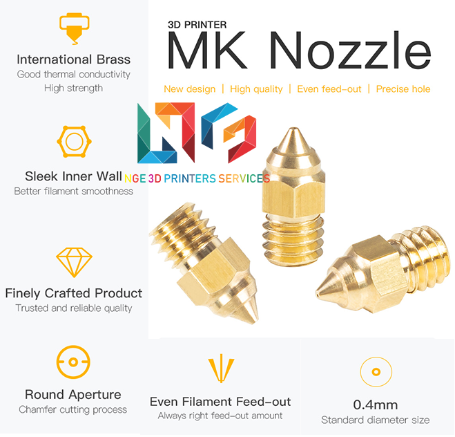 MK Brass Nozzle for 3d Printer 5pcs/Set