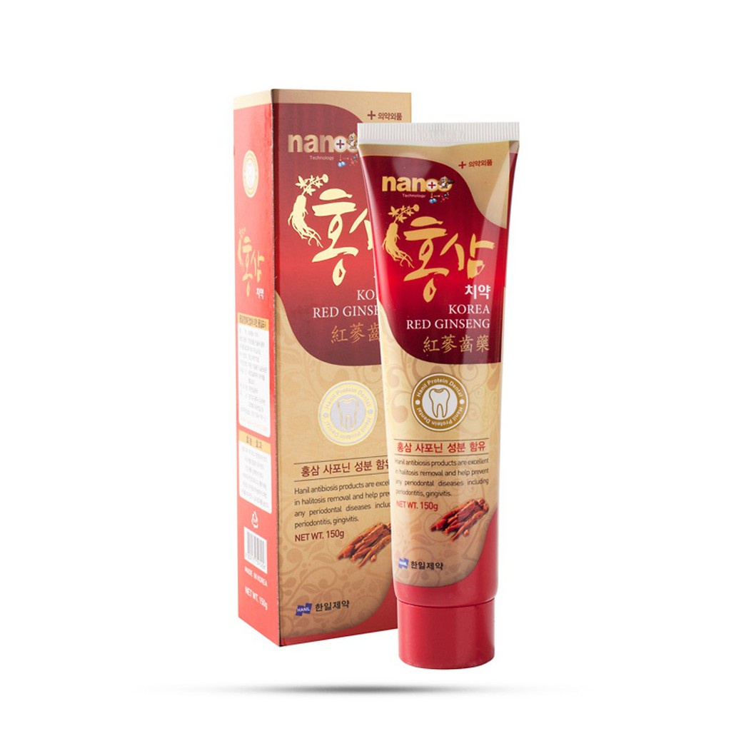 Kem đánh răng hồng sâm Nano hàn quốc chính hãng tuýp 150gr giúp trắng răng thơm miệng