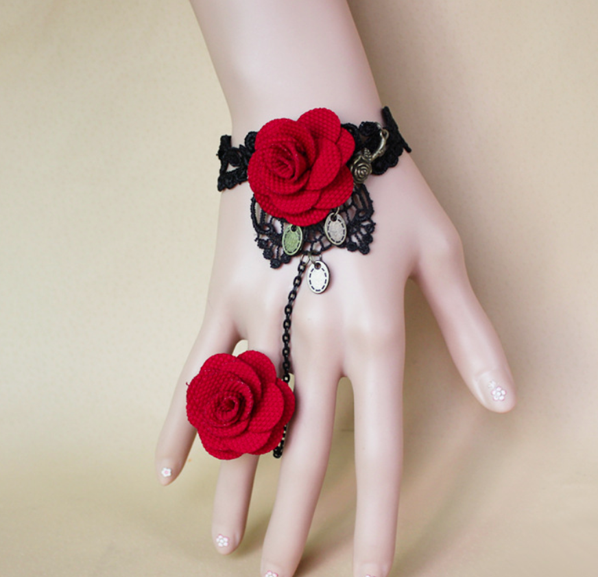 [HCM]Vòng tay choker 2 bông hồng đỏ phá cách