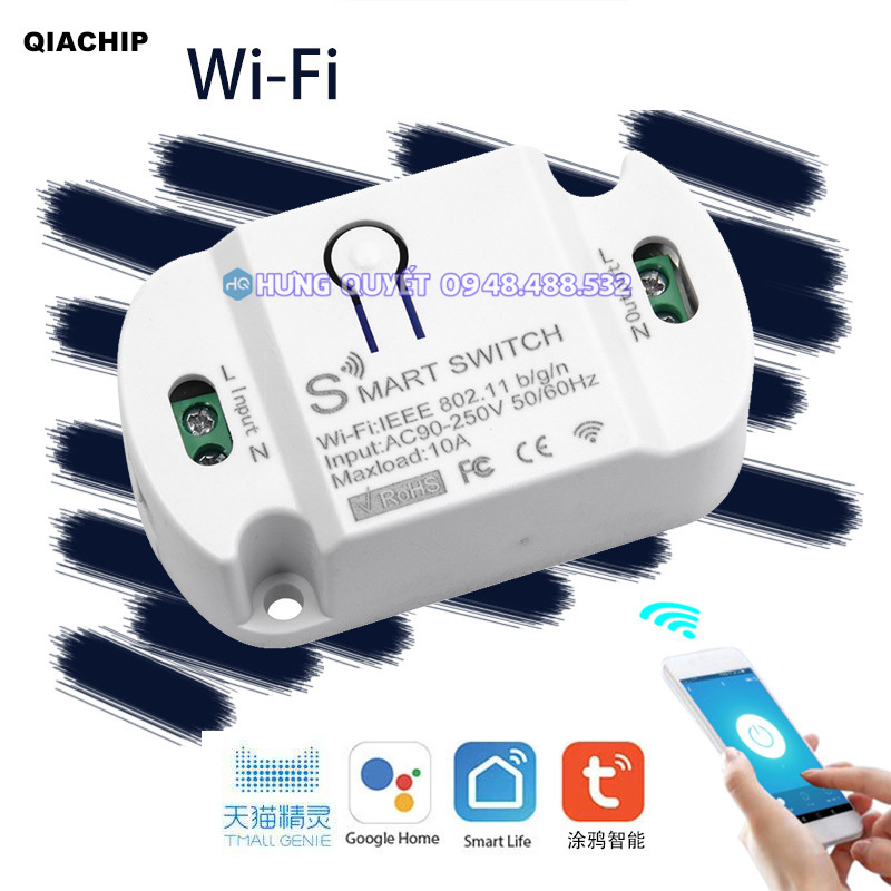 Công tắc thông minh wifi công tắc không dây điều khiển từ xa qua điện thoại công tắc hẹn giờ QIACHIP Smart Home