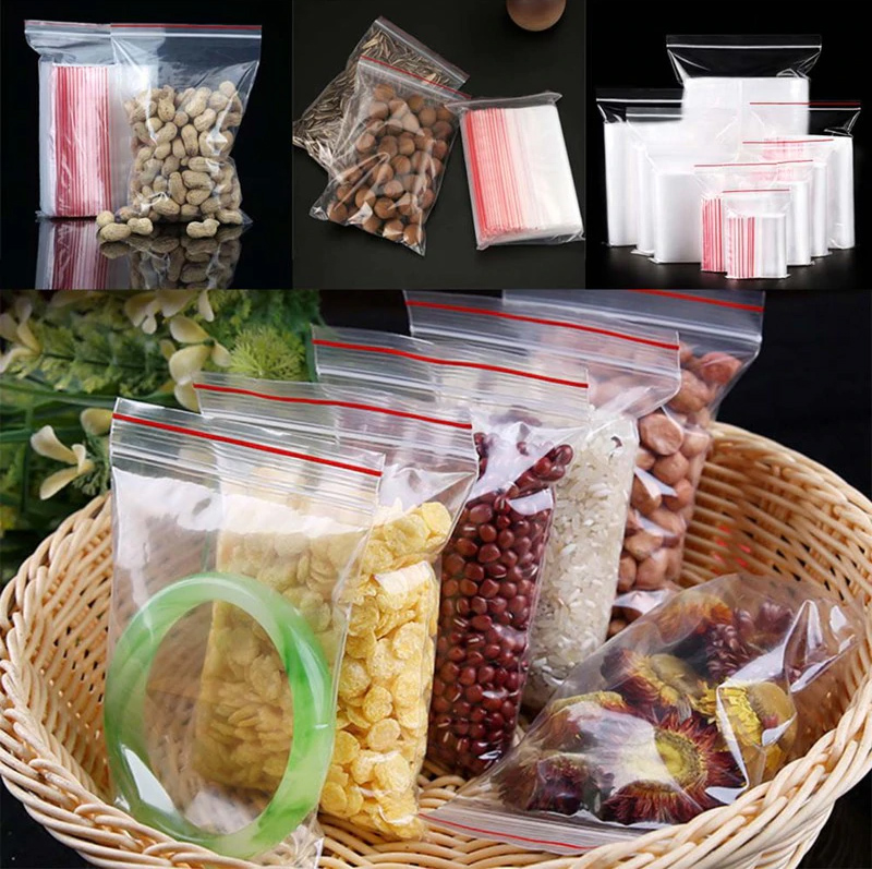 1KG Túi Zip Trong Viền Đỏ (Zipper)