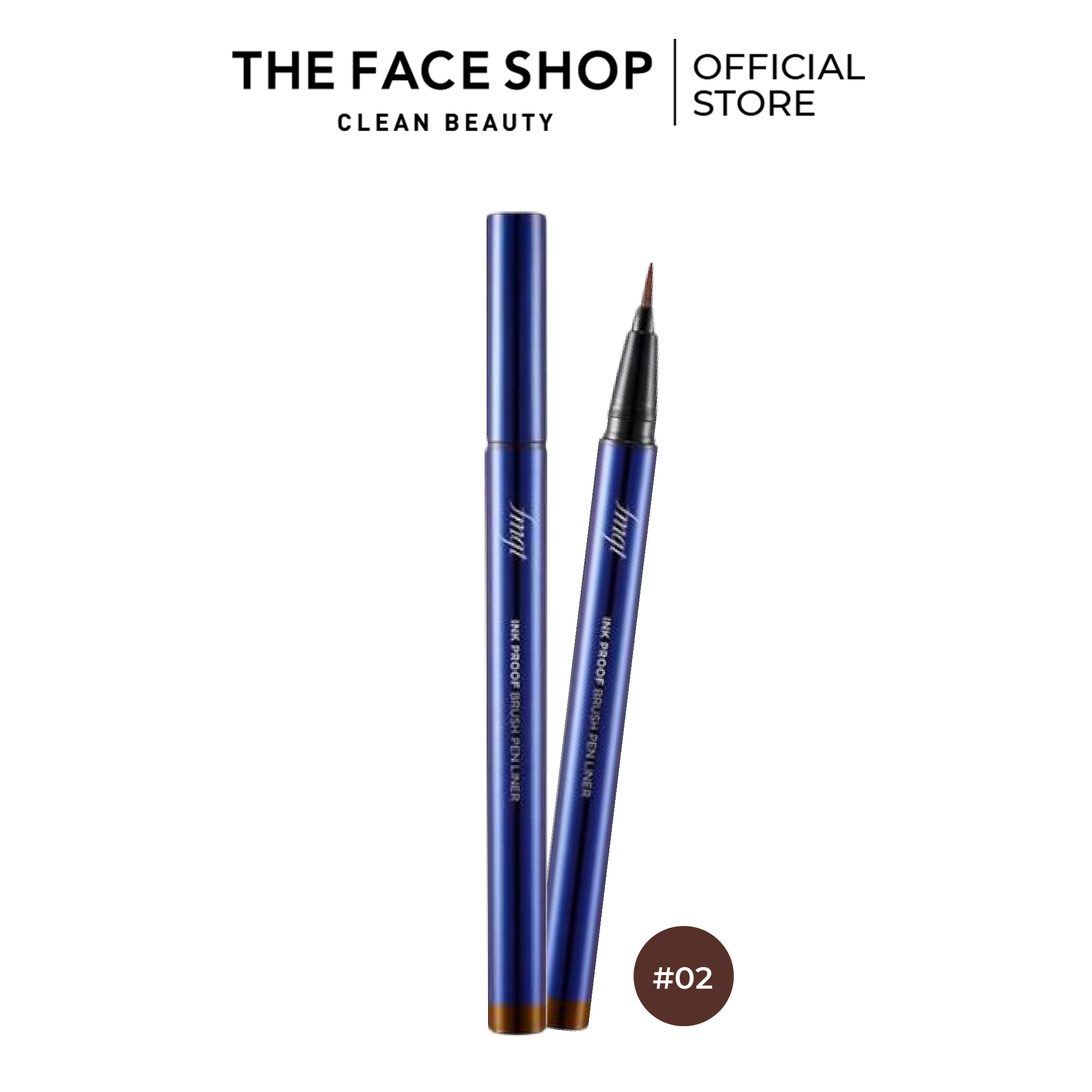 Bút kẻ viền mắt trang điểm thefaceshop fmgt. ink proof brush pen liner 02 brown 0.6g