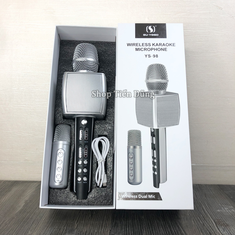 Micro Karaoke Kèm Loa YS98 Bluetooth Kèm 1 Micro Bé Loại 4 Nút