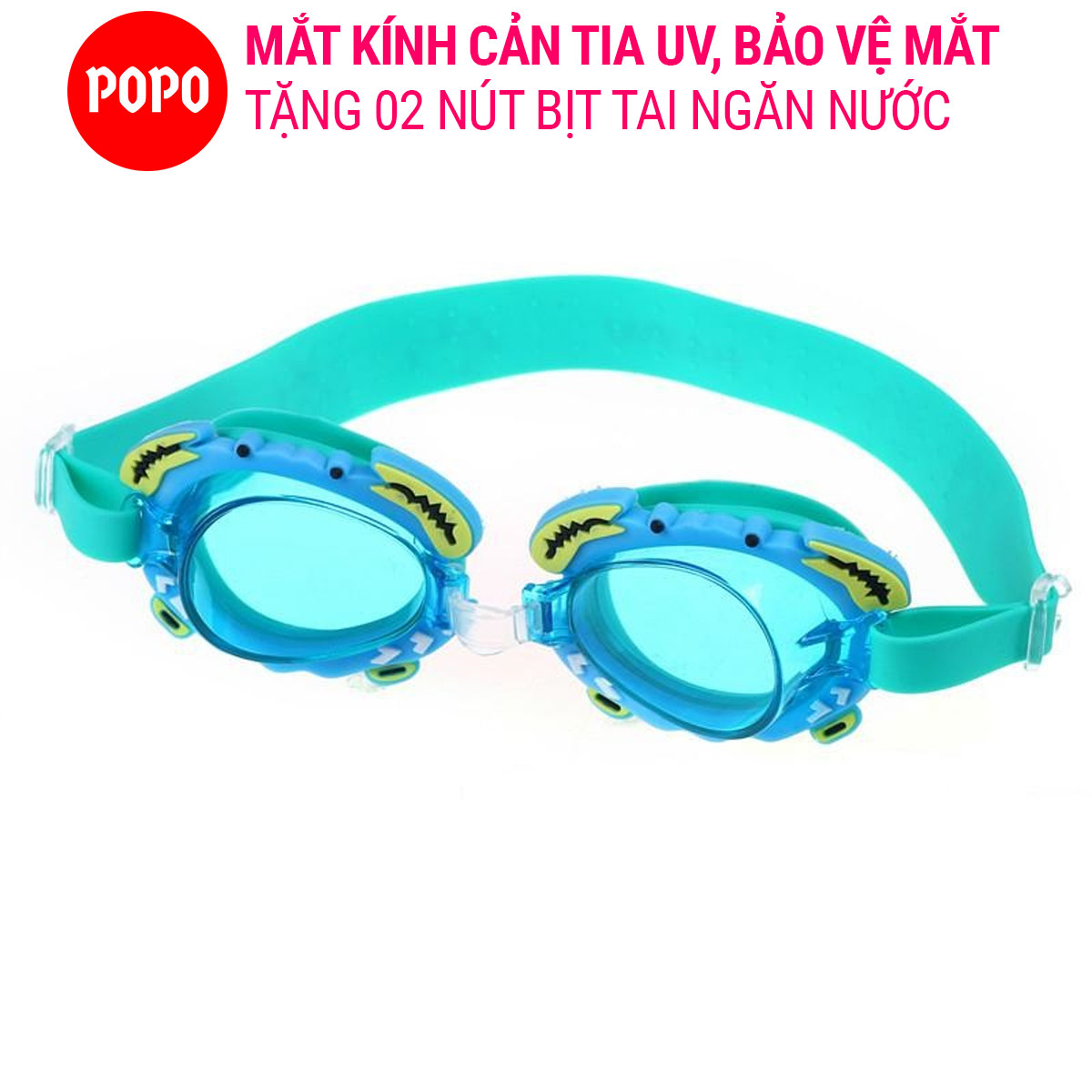 Kính bơi trẻ em, kính bơi cho bé hình cua POPO mắt kiếng bơi kính bơi cho bé trai, bé gái dưới 12 tuổi mắt kiếng bơi cho bé chống tia UV hạn chế sương mờ
