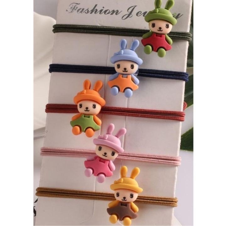 Set 10 Dây buột tóc dễ thương Đính Hình Thỏ , Style Hàn Quốc