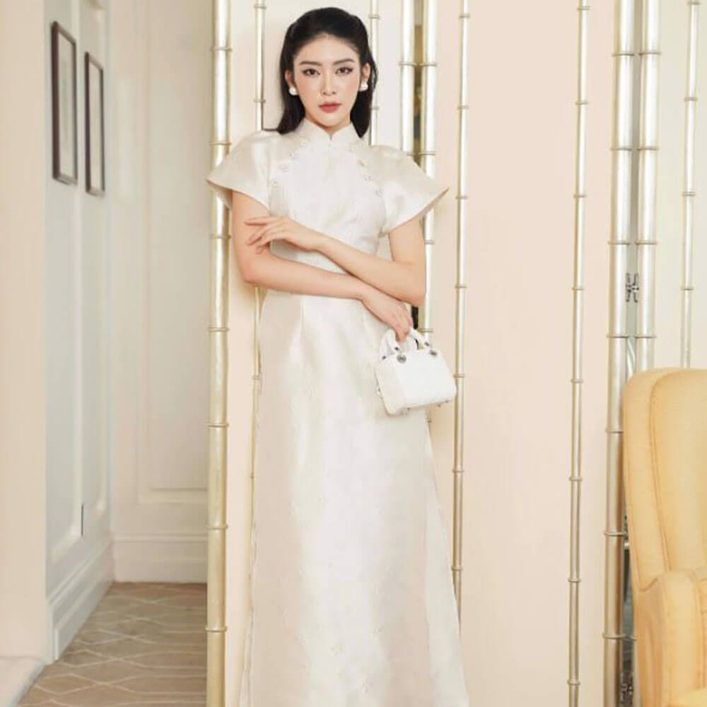 Áo dài cách tân nữ tay bồng me02