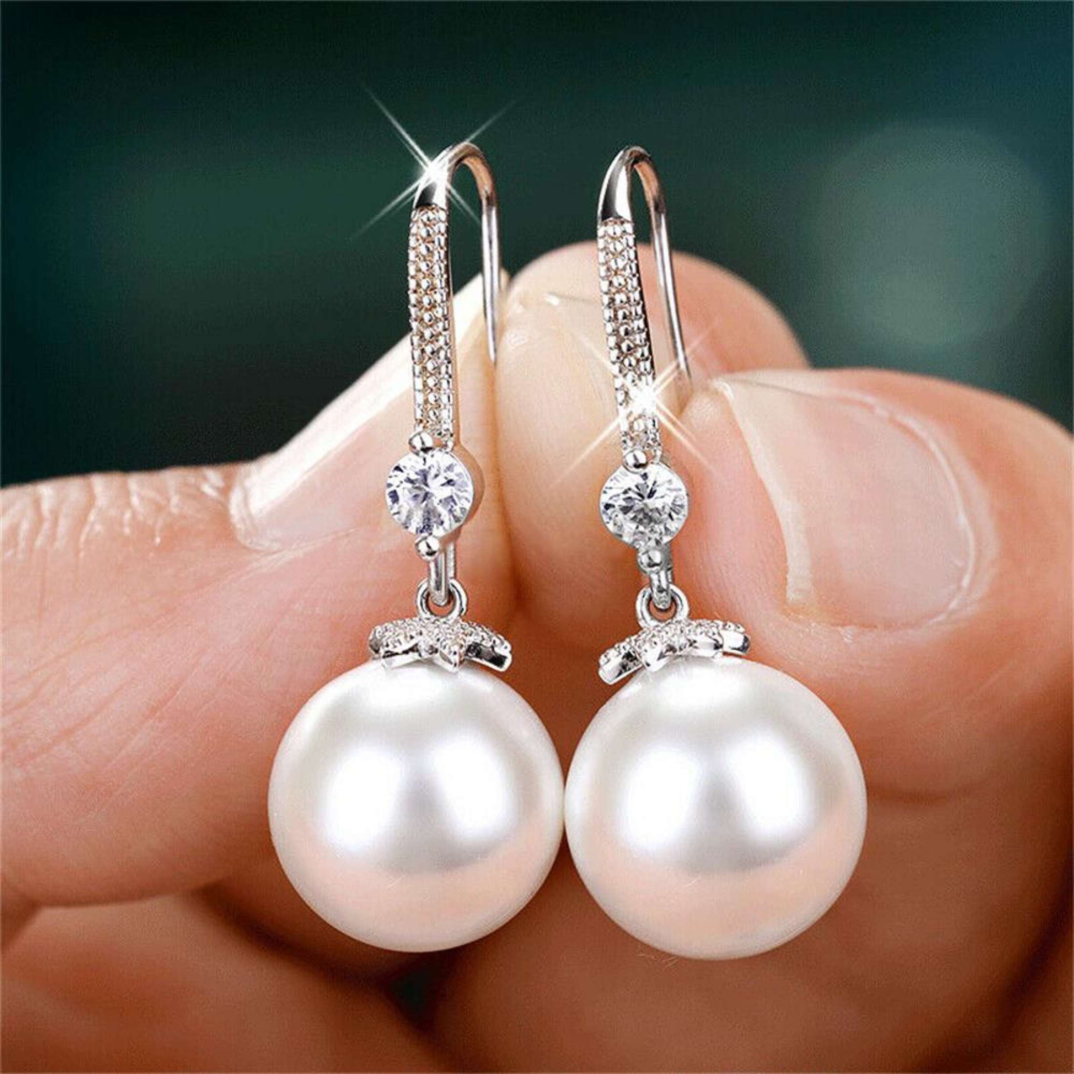 Bông Tai Bạc S925 Ngọc Trai Đính Đá Zircon Nữ Tính Sang Trọng BTMOCNGOCTRAI12
