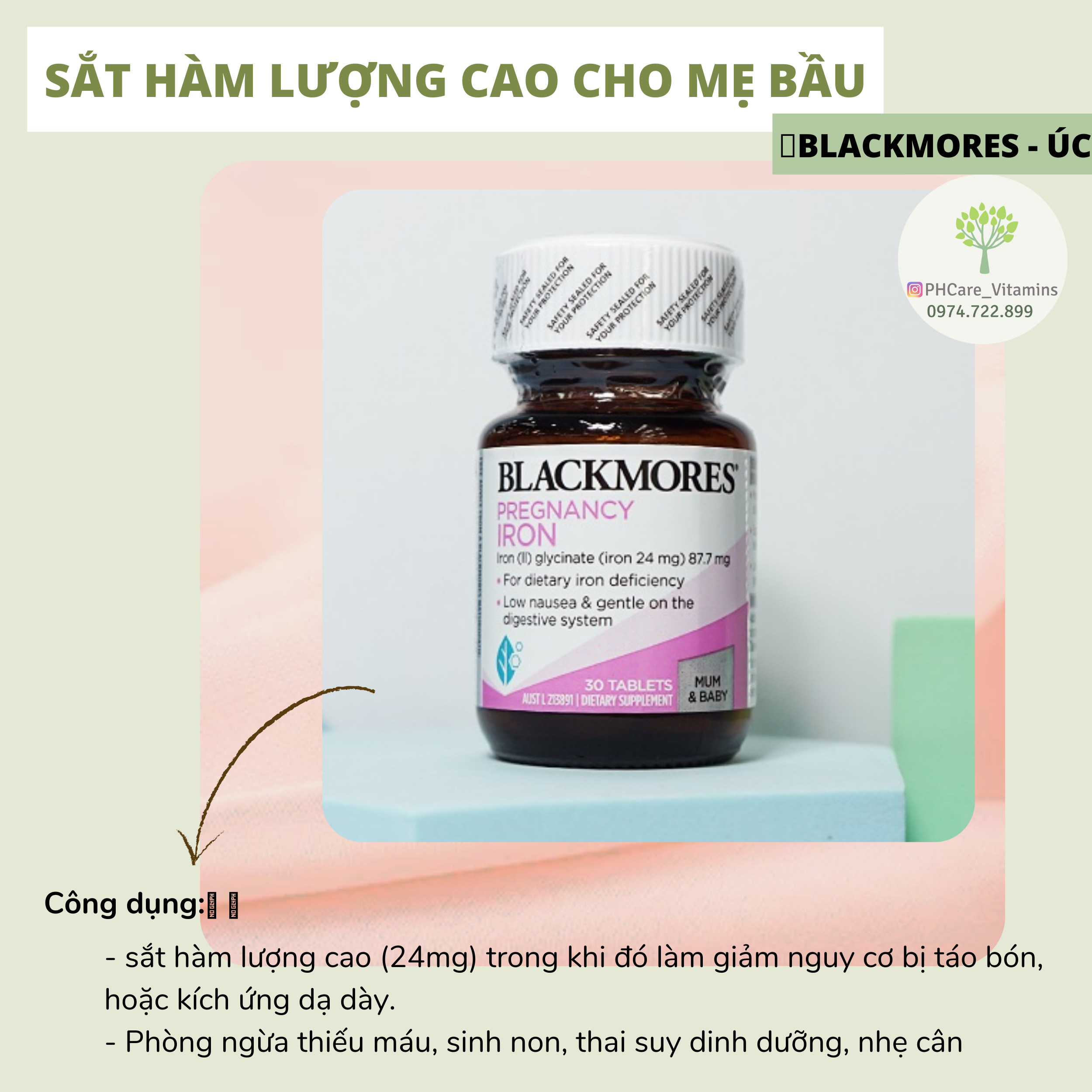 Combo thai kì 4 sản phẩm bà bầu của ÚC: Elevit, Canxi, DHA và Sắt