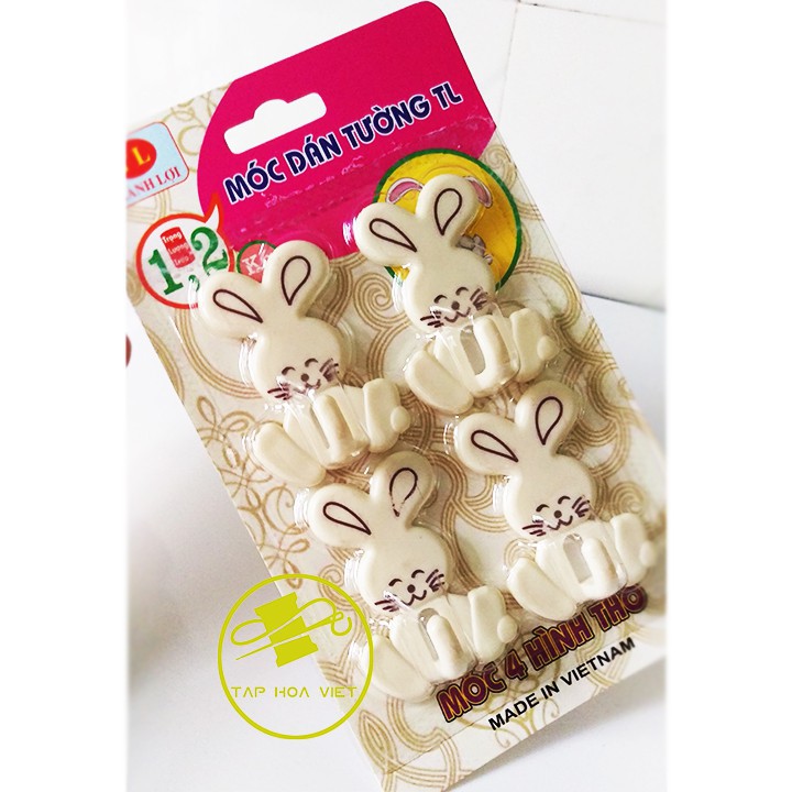 Set 4 móc dính tường hình thỏ