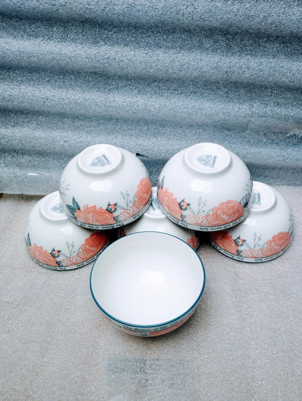 combo 10 chén, 5 chén sứ hoa cúc 11cm GL48 , chén cơm trắng 11cm, chén chấm trắng 8.5cm
