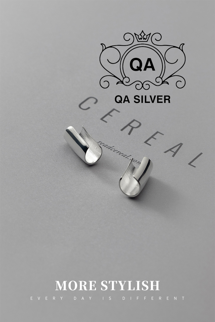 Khuyên tai bạc 925 kẹp vành bản to dày bông nam nữ unisex S925 EARCUFF QA SILVER Earrings EA211102