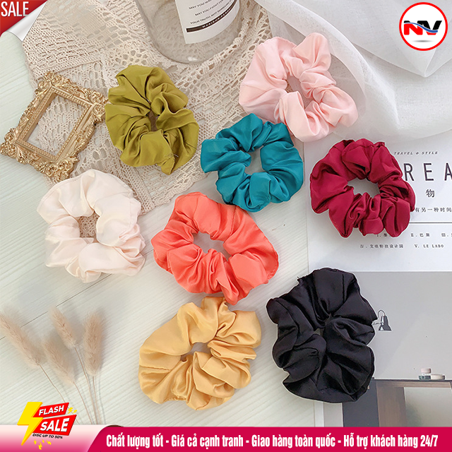 Cột Tóc Phi Bóng - Dây Buộc Tóc Scrunchies Trơn Nhiều Màu
