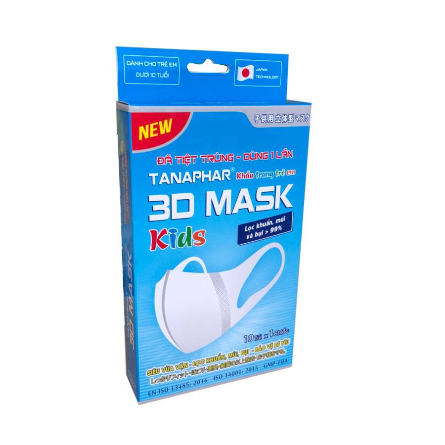 Khẩu trang 3D trẻ em Tanaphar Hộp 10 cái
