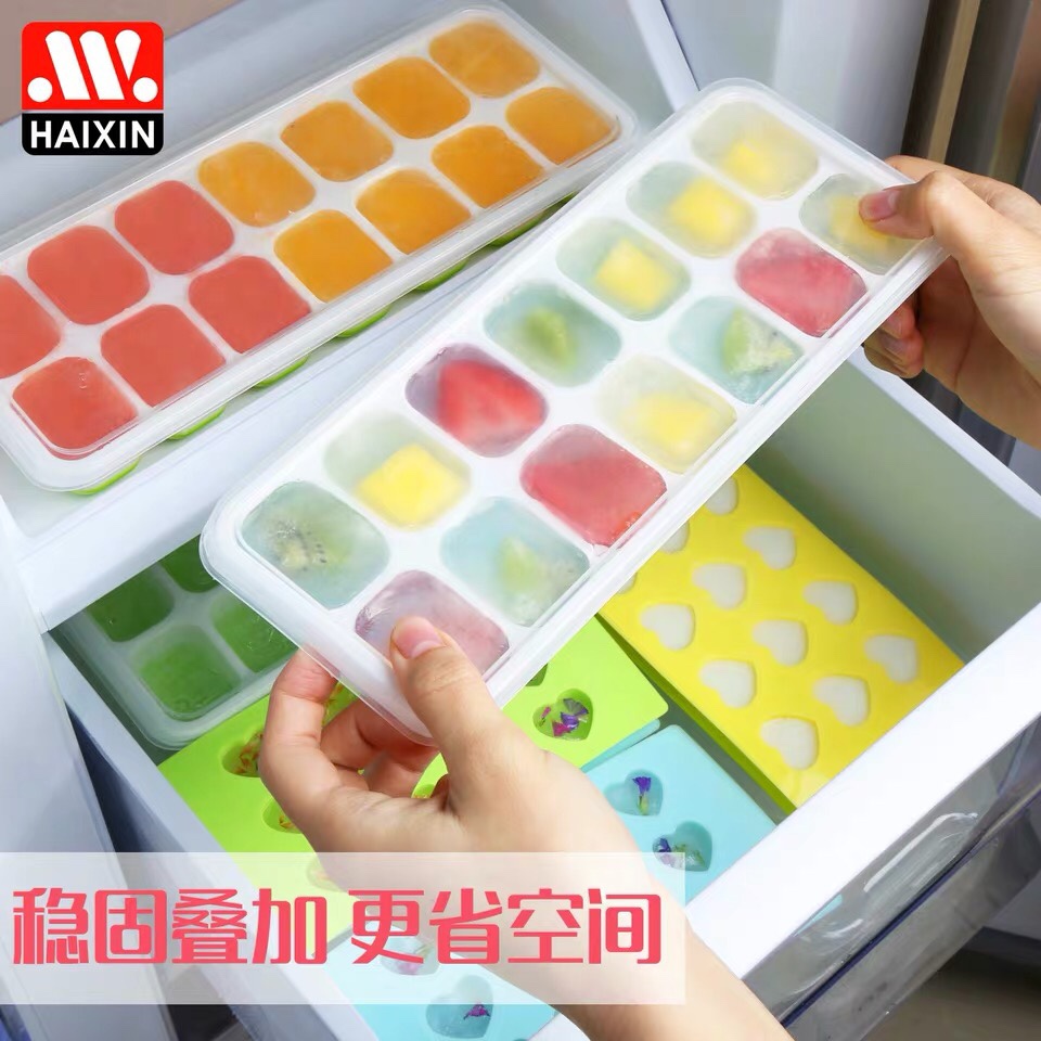 Khay Làm Đá, Làm Thạch Silicon Có Nắp Đậy