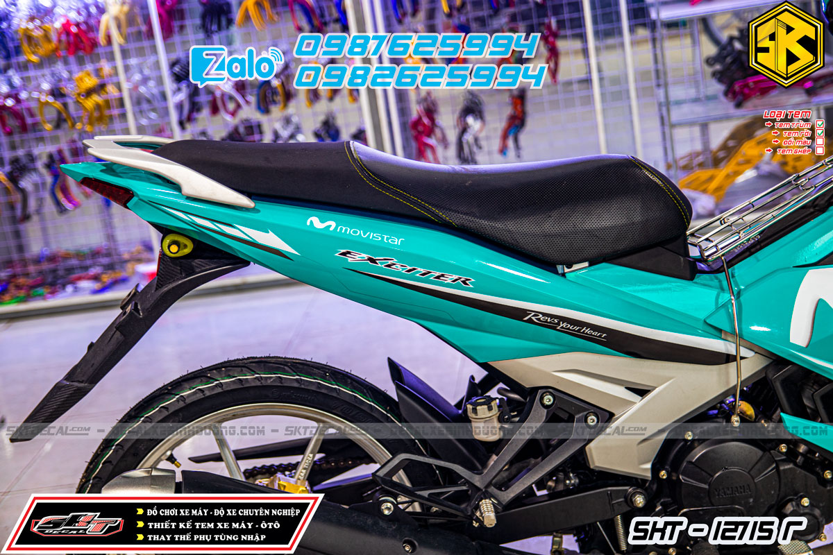 tem rời exciter 150 xanh trắng movistar