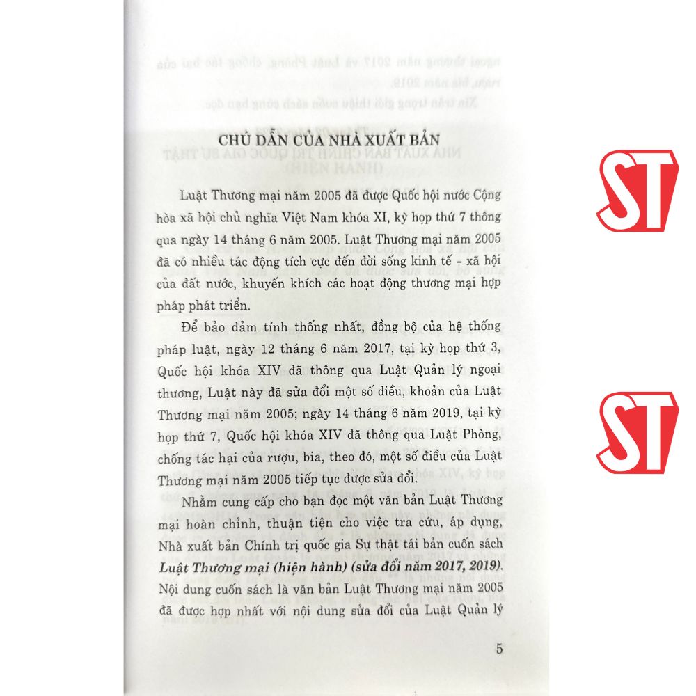 [Sách] Luật Thương Mại (Hiện Hành) (Sửa Đổi Năm 2017,2019)