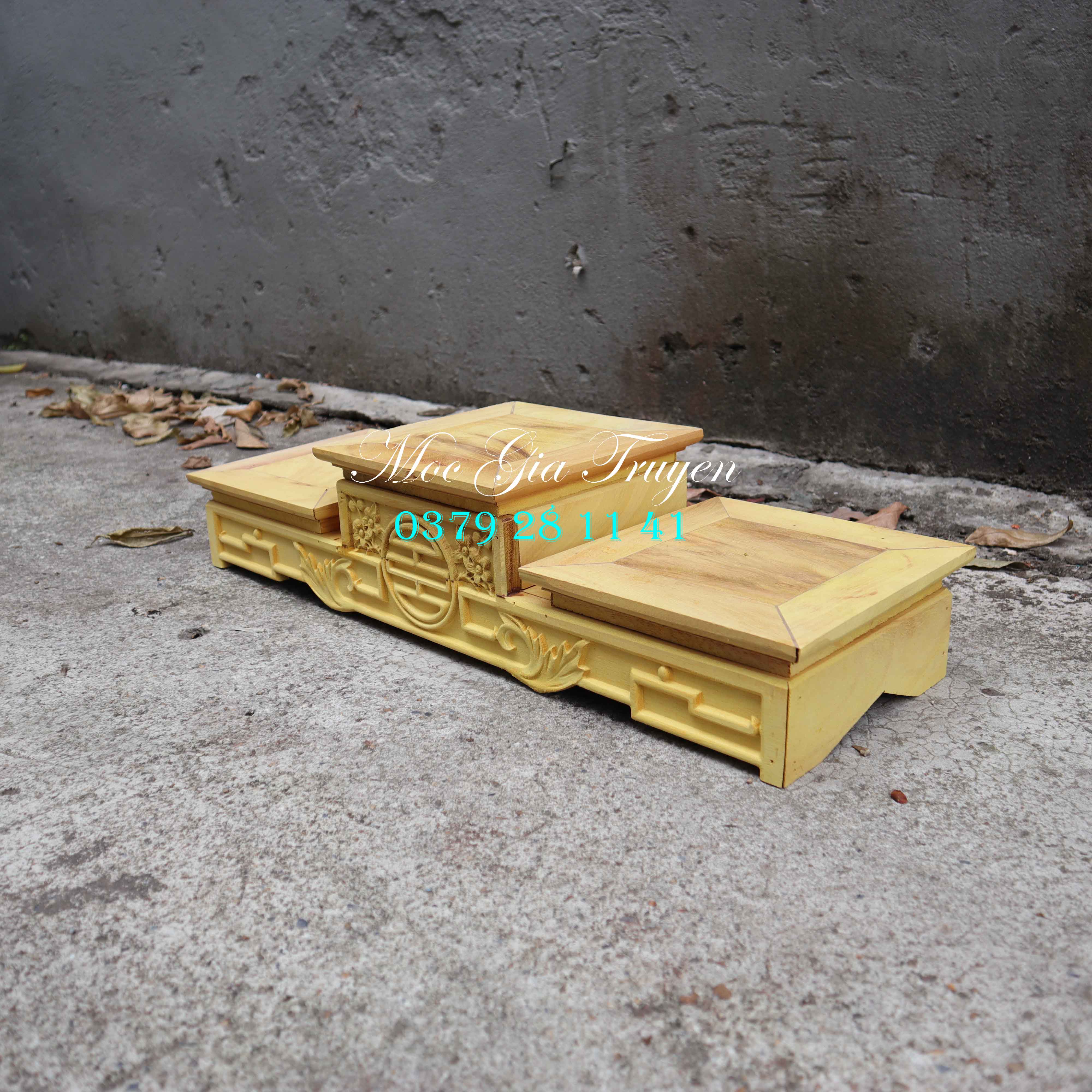 Tam sơn bục kê thờ cúng bát hương gỗ mít